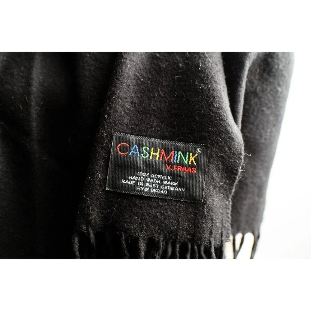 V. Fraas Cashmink Black Fringed Lightweight Scarf Fringe